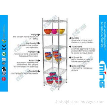 Four Tier Silver Mobile Wire Shelving Unit Chrome Plated Fo